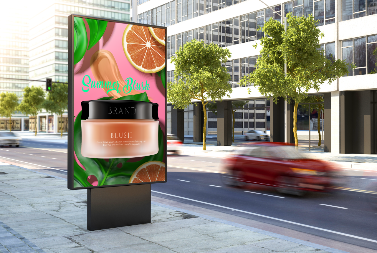 Grapefruit skin care product outdoor poster.