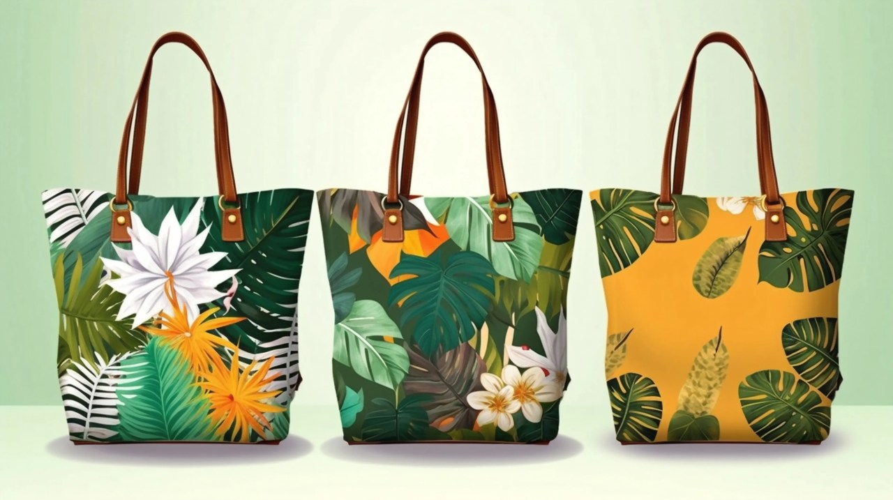 Tote bags with digitally printed with vivid colors.