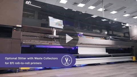 VUTEk Printer image with Optional Slitter with waste collectors